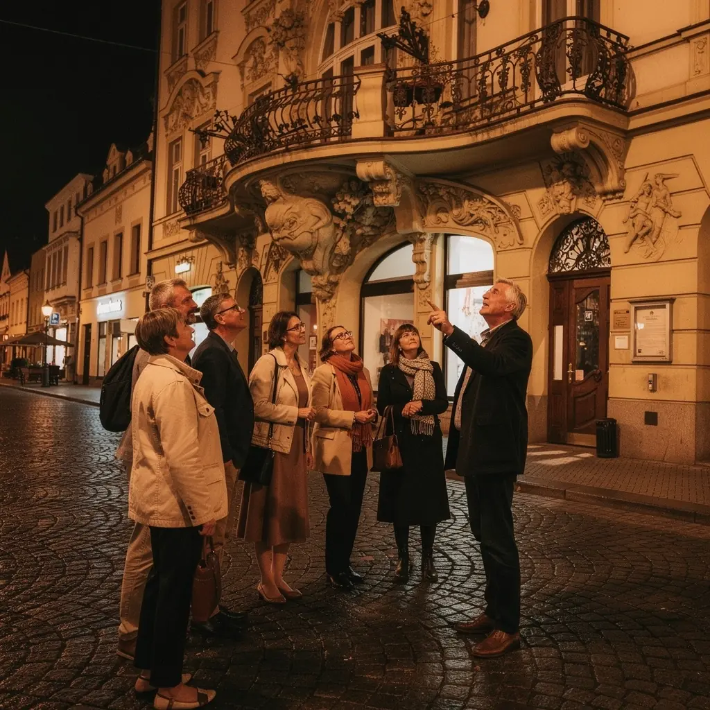 Pohled na historickou budovu s barokními prvky v centru Prahy.