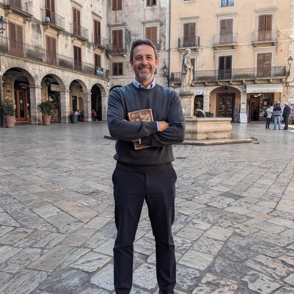 Záběr na malebnou ulici s obdobnými historickými stavbami a kamennými dlažbami.